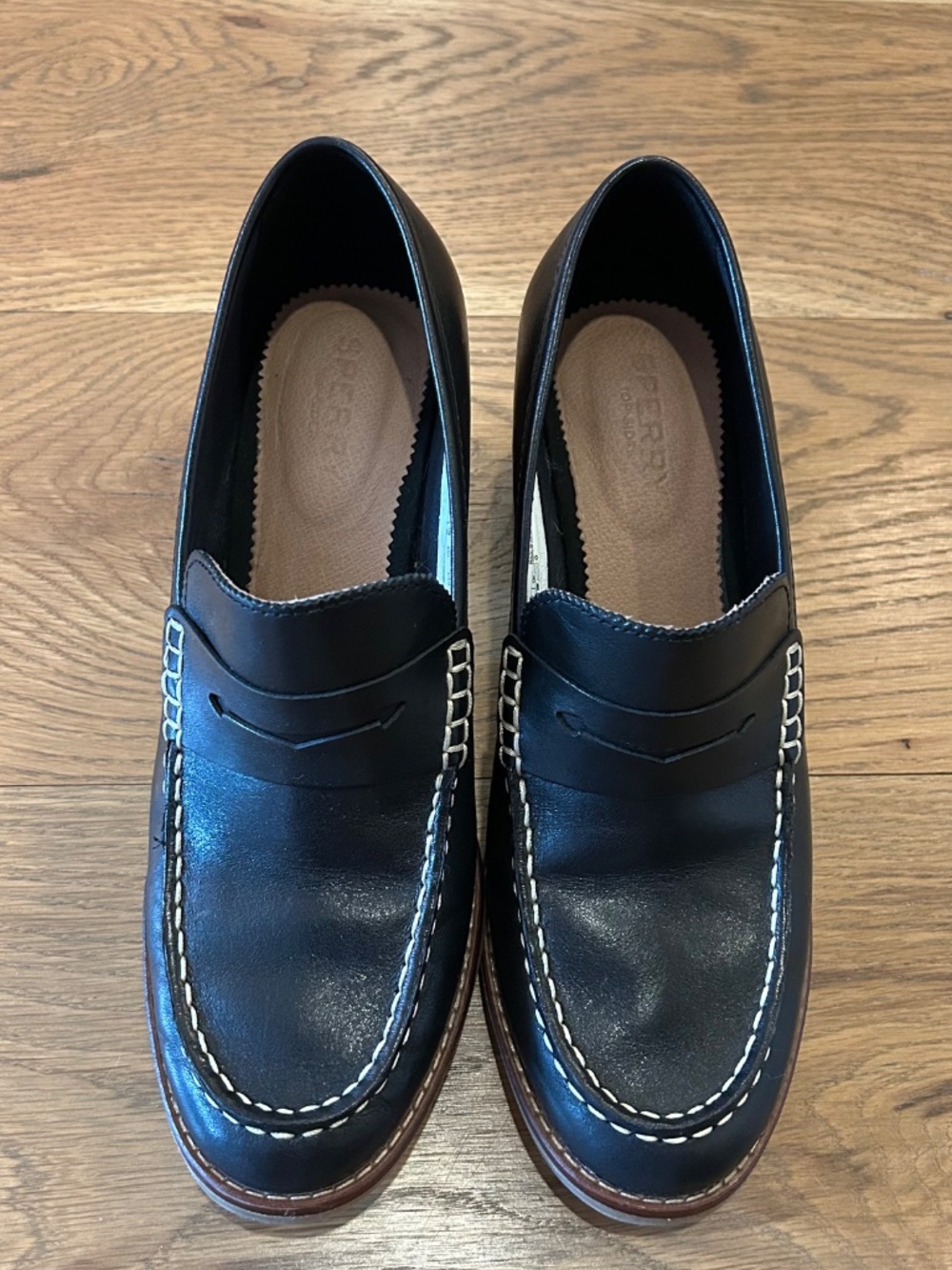 Sperry Seasport Penny Loafer with block heel Black size 8 - Picture 2 of 7
